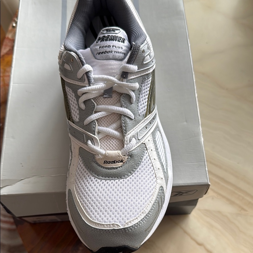 Reebok Premier Road Plus White and Gray Sneakers